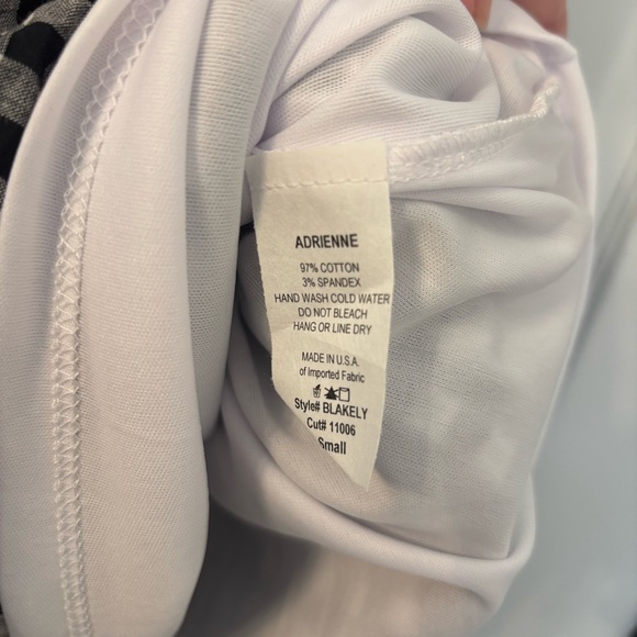 NWT Adrienne Black & White Gingham Midi Dress with Side Slits - Picture 7 of 9